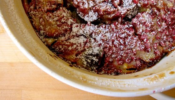 Pluot and Pomegranate Clafoutis