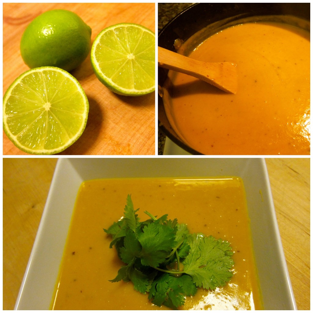 Puree and finish with lime juice and cilantro.