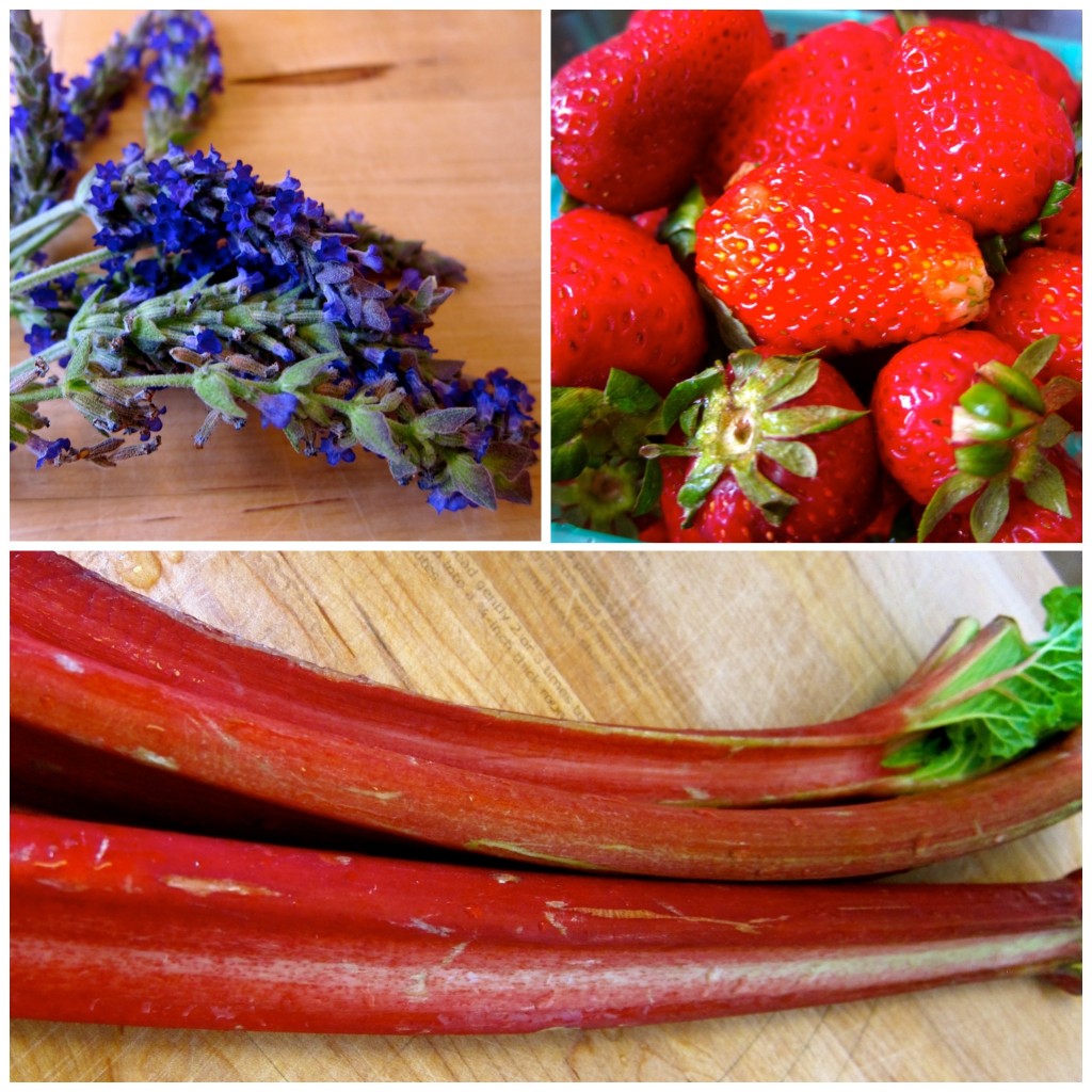 Fresh lavender, strawberries, and rhubarb!